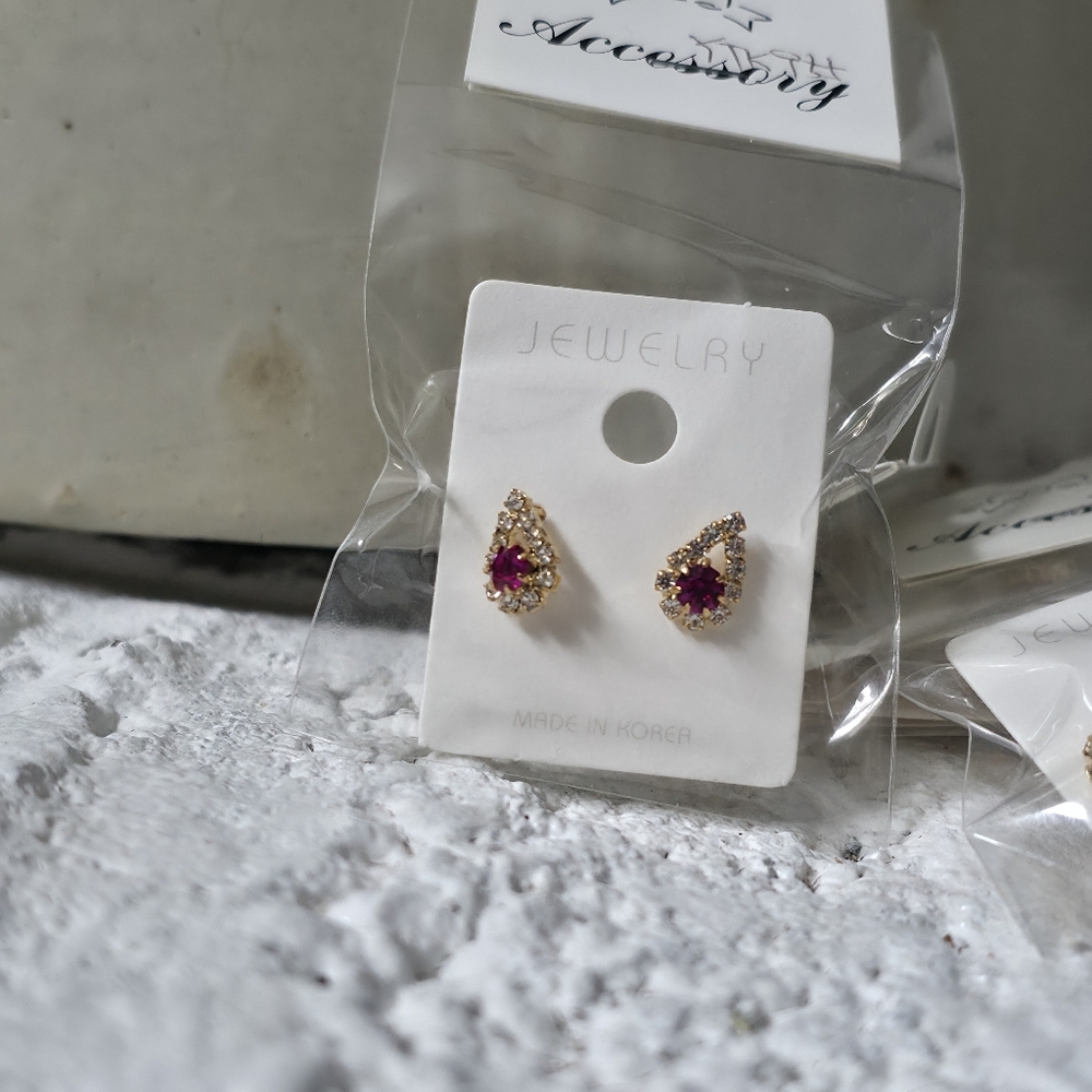 Elegant Gold Teardrop Stud Earrings With Swarovski Crystal